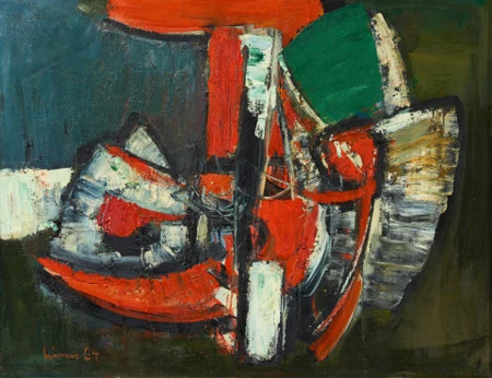 Komposition rot-schwarz-weiss-grün, 1964