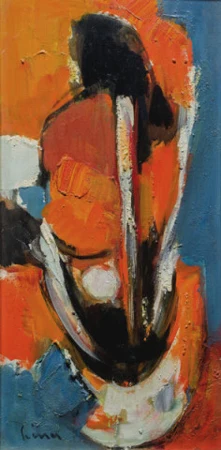 Komposition orange-grau