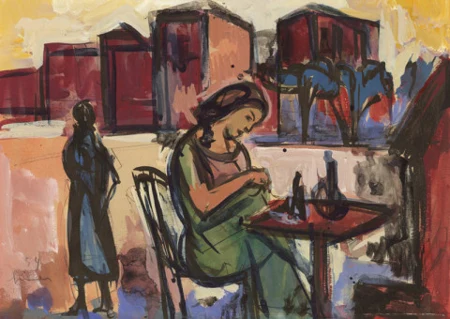 Strassencafé in Südfrankreich, 1954