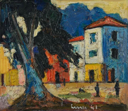 Dorfplatz mit Baum, 1941