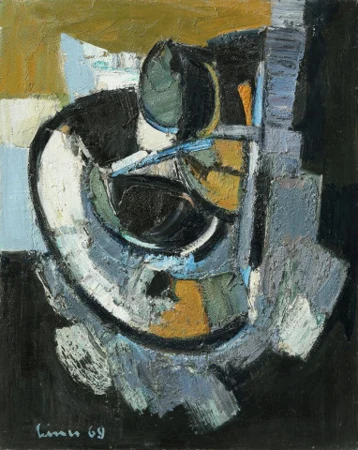 Komposition schwarz-weiss-ocker, 1969