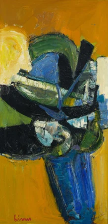 Abstraktion ocker-blau-grün