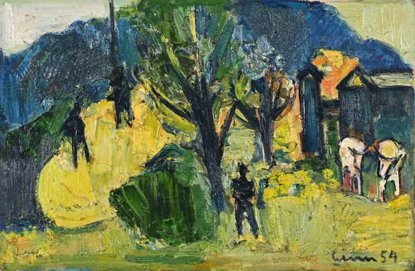 Carl Liner — Bauern beim Heuen, 1954