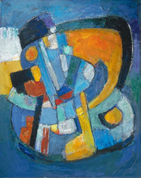 Carl Liner junior — Komposition blau/orange", um 1970