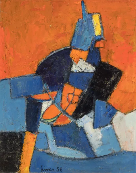 Carl Liner junior — Composition blau/orange", 1958