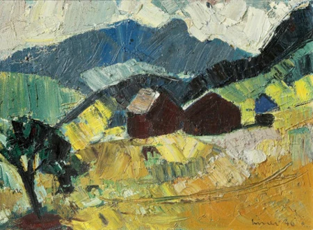 Kamor und Hoher Kasten im Herbst, Blick aus dem Atelier, 1946