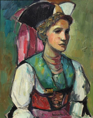 Bildnis einer jungen Appenzeller Trachtenfrau, 1956