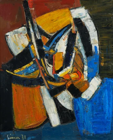 Komposition orange-blau-weiss, 1971