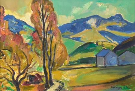 Herbstlandschaft mit Kamor und Hohem Kasten (Blick aus dem Atelier), 1954