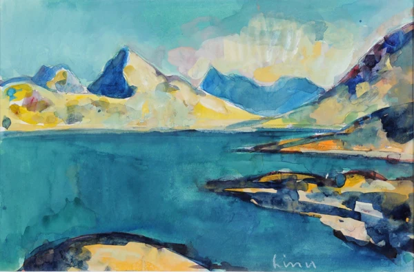 Carl Liner — Landschaft mit See und Bergen