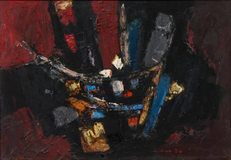 Komposition rot-schwarz-blau, 1956