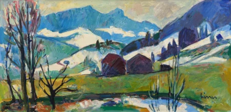 Kasten und Kamor im Schnee (Blick aus dem Atelier)