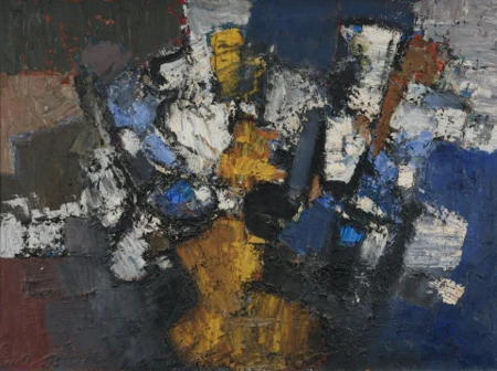 Komposition blau-gelb-weiss, 1958