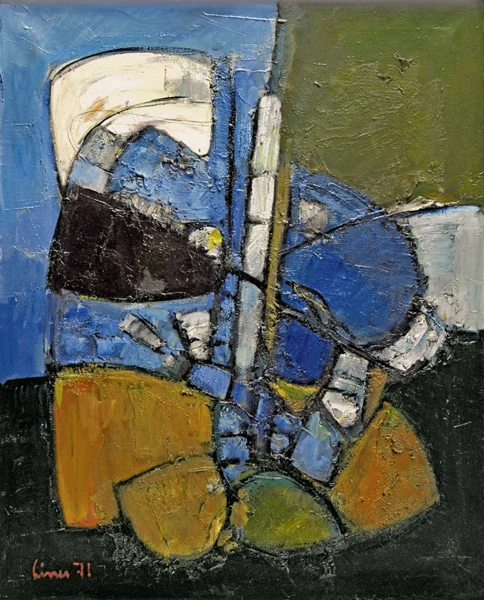 Carl Liner — Komposition Blau / Ocker, 1971