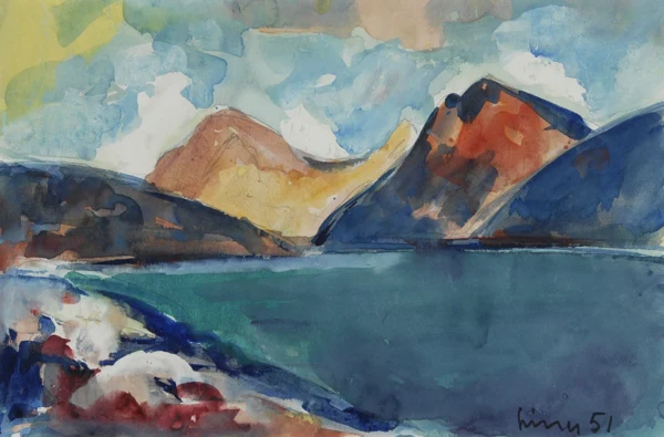 Carl Liner — See mit Berglandschaft, 1951