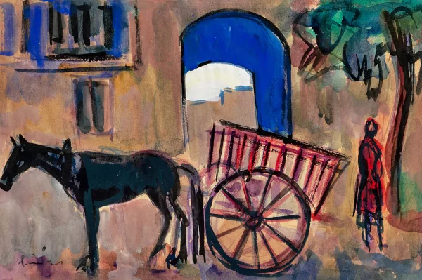 Carl Liner junior — Pferd mit Karren