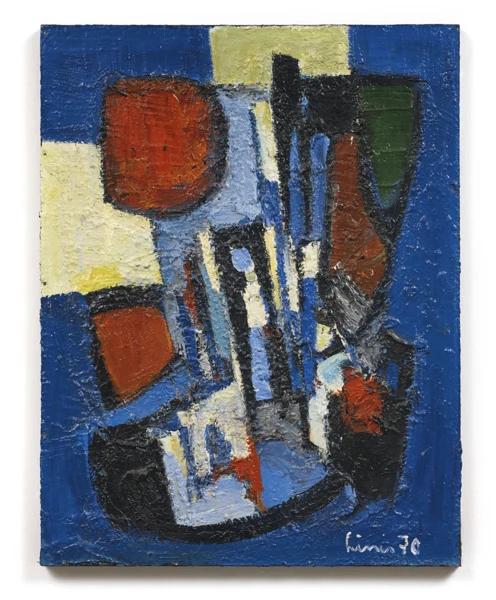 Carl Liner junior — Abstraktion (in blau/grün/rot/weiss), 1970