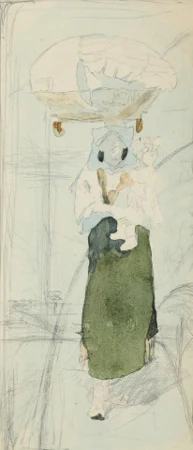 Korbträgerin in Terracina, um 1898