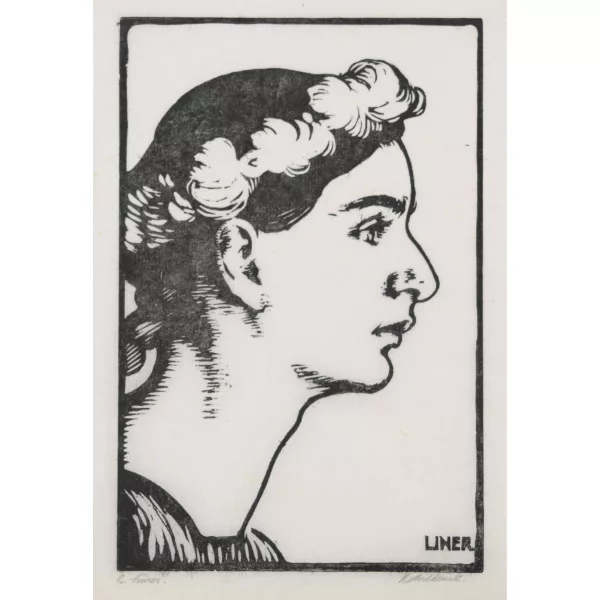 Carl Liner senior — Mädchen mit Blumenkranz im Haar.