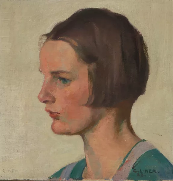Carl Liner senior — Portrait Martha Liner im Profil, 1929