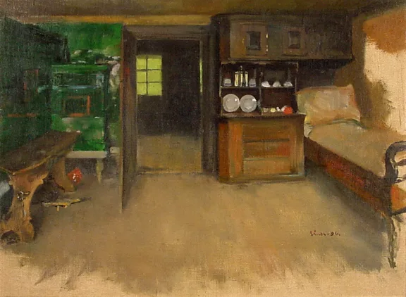 Carl Liner senior — Stube eines Bauernhauses in Schwende, Appenzell, 1896