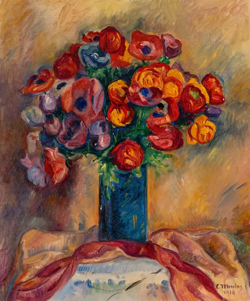 Anemonen in blauer Vase. 1916