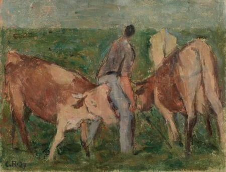 Bauer mit Kühen, 1927