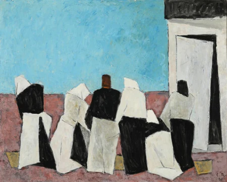 Sechs Bäuerinnen bei der Feldarbeit, 1961