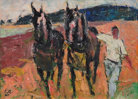 Bauer mit Pferden, 1947