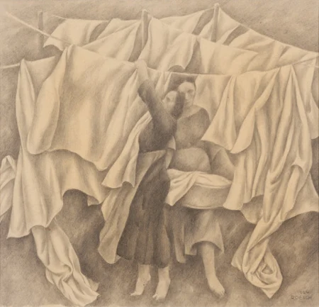 Beim Wäscheaufhängen, 1924