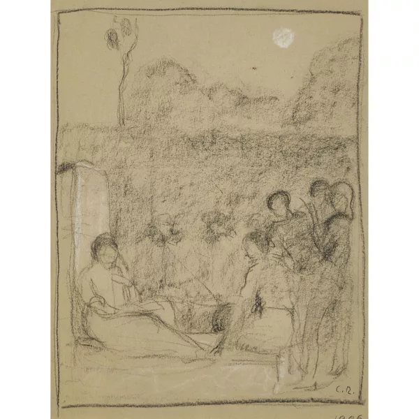 Carl Roesch — Figurengruppe in Landschaft.