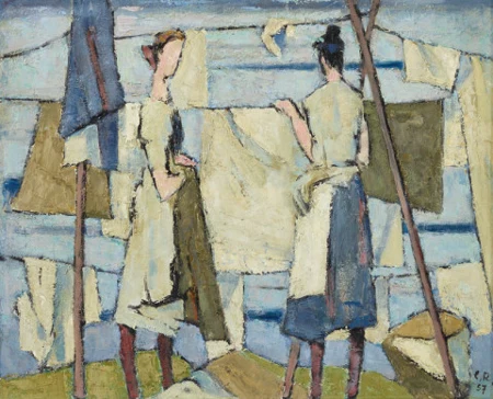 Wäsche am Rhein, 1957