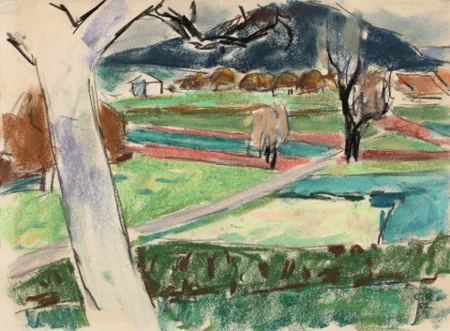 Landschaft mit Weg und Feldern, 1952