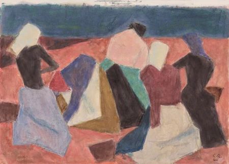 Fünf Bäuerinnen auf dem Feld, 1960