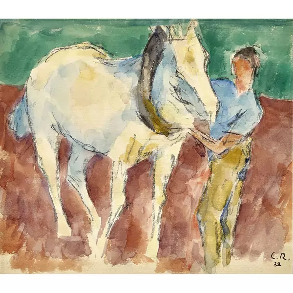 Bauer mit Pferd