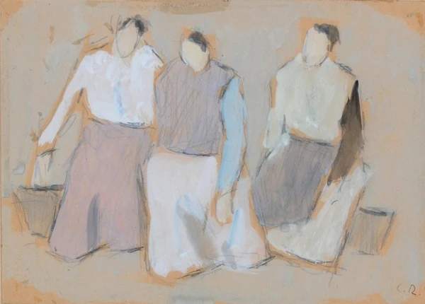 Carl Roesch — Zwei Bilder: Frauen auf dem Feld, 1961; Drei Bäuerinnen