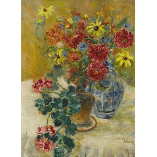 Carl Scherer — Stillleben mit Dahlien.