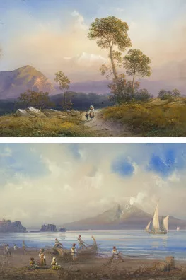 Carlo Bossoli — Sabinergebirge und Bucht bei Neapel, 1850