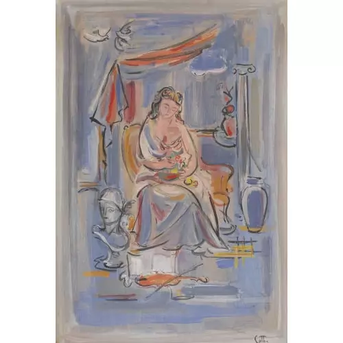 Antikes Interieur mit Göttin Demeter