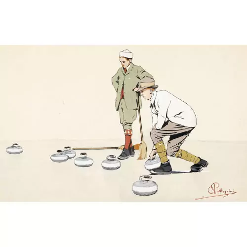 Zwei Herren beim Curling
