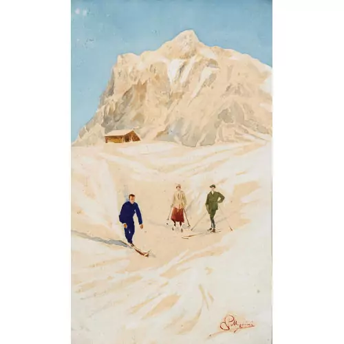 Auf den Skiern am Fuss des Wetterhorns