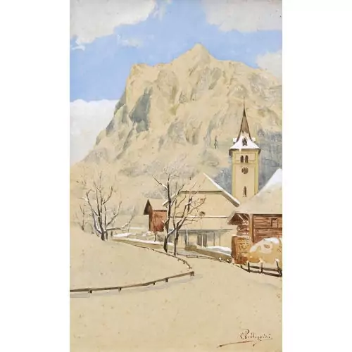 Kirche von Grindelwald mit Wetterhorn