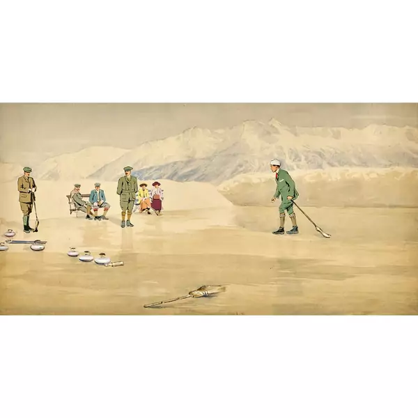 Curling-Spieler auf zugefrorenem See