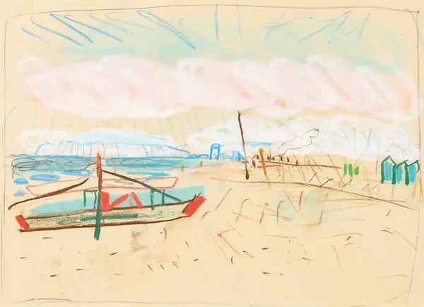 «Strandbild mit Boot» – (1962) – Carlotta Stocker