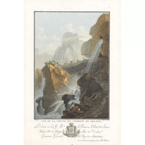 Caspar Wolf — "Vue de la chute du torrent de Gelten.".