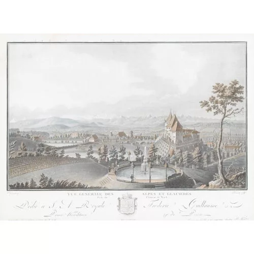 Caspar Wolf — "Vue générale des Alpes et Glacieres Prise du Chateau de Worb".