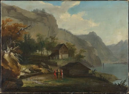 Der Rütlischwur mit Blick auf den Vierwaldstättersee, 1777