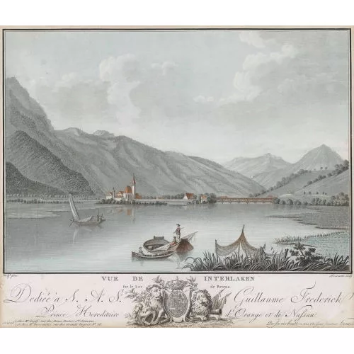 Caspar Wolf — "Vue de Interlaken sur le Lac de Brienz Dediée à S.Ae.Se. Guillaume Frederick Prince Hereditaire d′Orange et de Nassau".