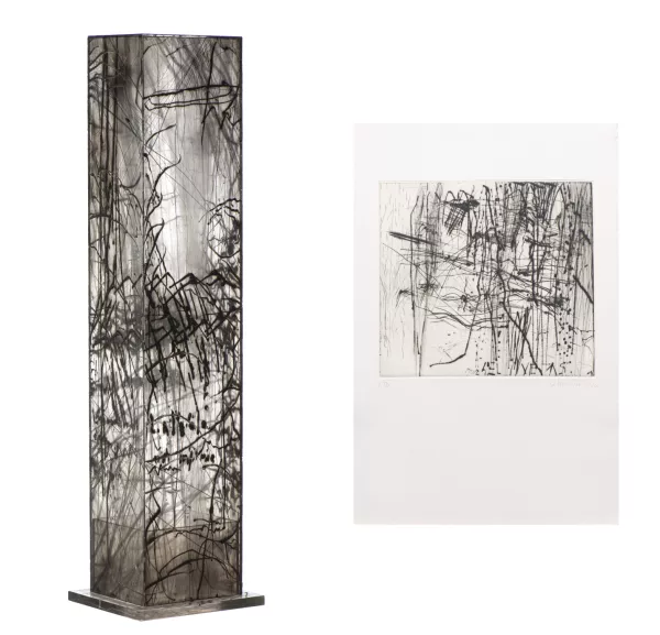 Catherine Bolle — Catherine BOLLE (1956), ensemble composé d'une stèle en plexiglas et d'une pointe sèche