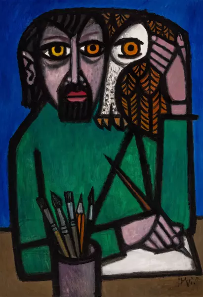Mit den Augen der Eule (Selbstbildnis)